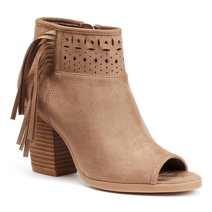 So&reg; Women's Laser-cut Ankle Boots, Size: Medium (8), Beig/green (beig/khaki)