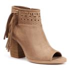 So&reg; Women's Laser-cut Ankle Boots, Size: Medium (8), Beig/green (beig/khaki)