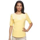 Women's Croft & Barrow&reg; Embroidered Yoke Tee, Size: Xl, Gold