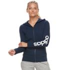 Women's Adidas Essential Linear Logo Fz Hoodie, Size: Xl, Blue (navy)