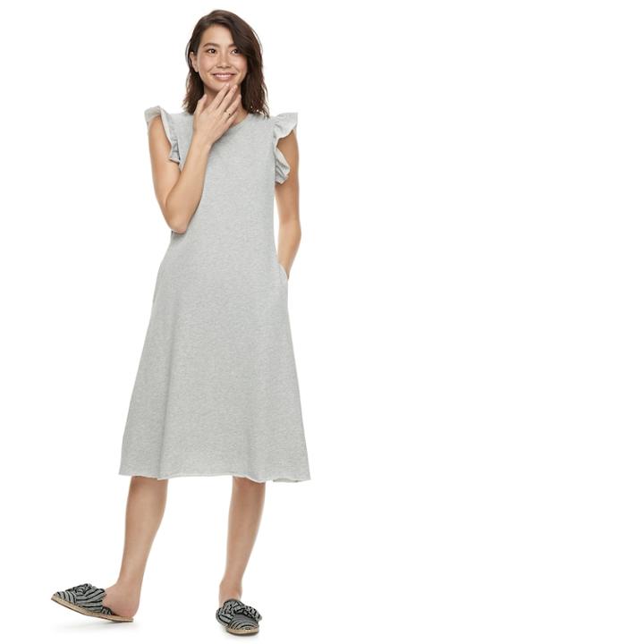 K/lab Ruffled A-line Sweatshirt Dress, Teens, Size: Xs, Grey