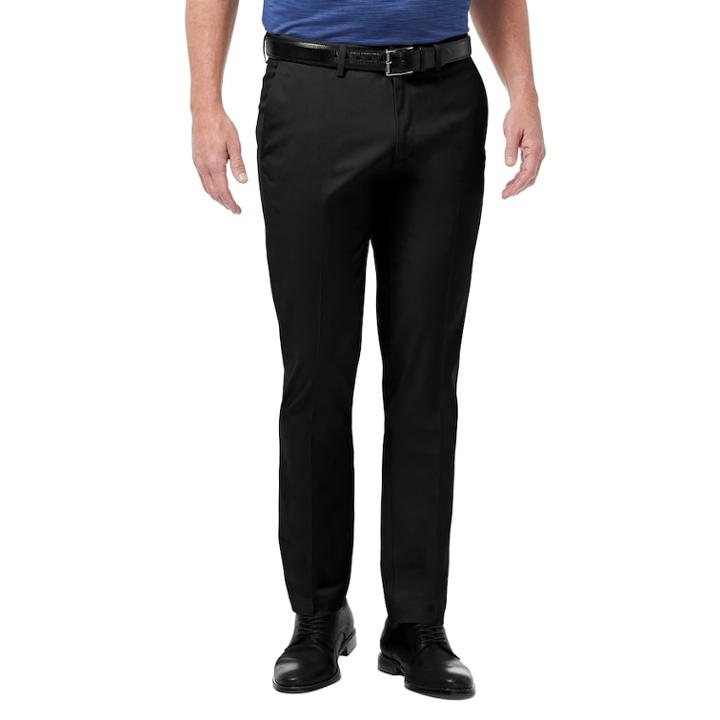 Big & Tall Haggar Premium No-iron Khaki Stretch Slim-fit Flat-front Pants, Men's, Size: 36x36, Black
