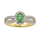 The Regal Collection Emerald And 1/2 Carat T.w. Igl Certified Diamond 14k Gold Tiered Oval Halo Ring, Women's, Size: 8, Green