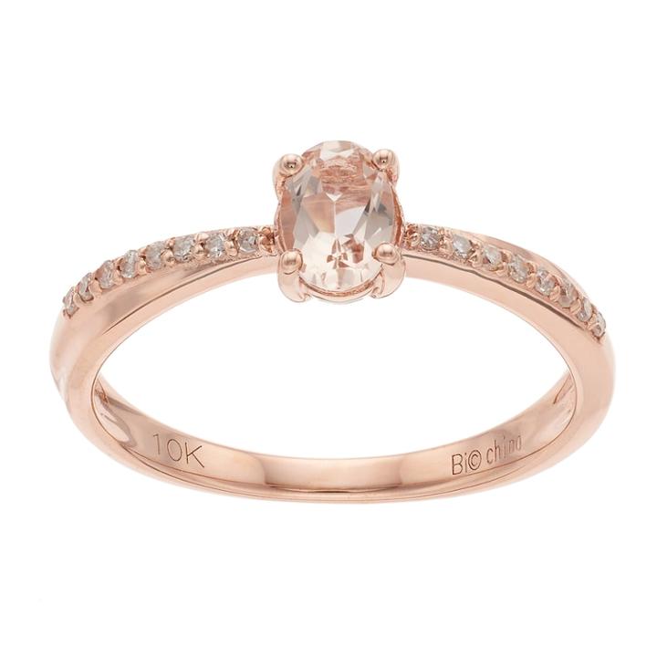 10k Rose Gold Morganite & Diamond Accent Ring, Women's, Size: 7, White
