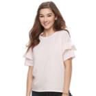 Juniors' So&reg; Double Ruffle Top, Teens, Size: Xl, Light Pink