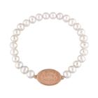 Laura Ashley 10k Rose Gold Plated Freshwater Cultured Pearl Stretch Bracelet, Women's, Size: 7
