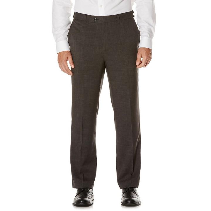 Men's Savane Active Flex Classic-fit Flat-front Dress Pants, Size: 40x30, Dark Grey