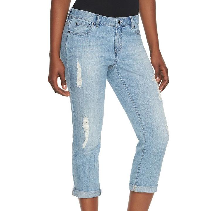 Women's Jennifer Lopez Ripped Denim Capris, Size: 8, Blue Other