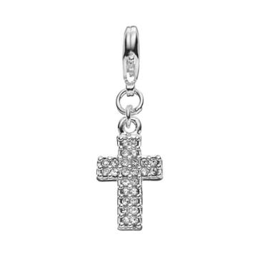 Blue La Rue Crystal Silver-plated Cross Charm, Women's, White