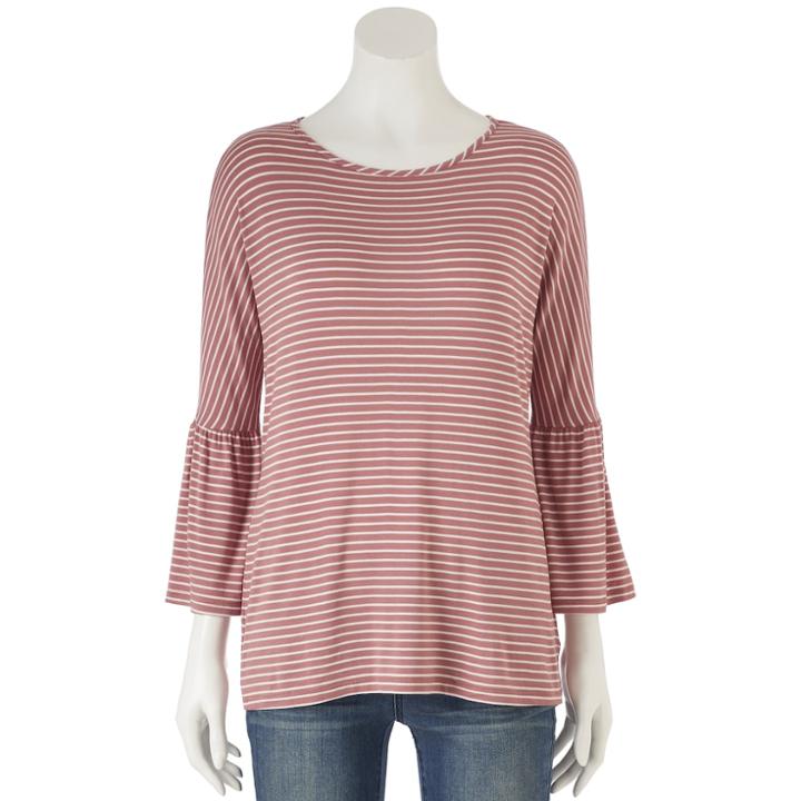 Women's Lc Lauren Conrad Solid Bell Sleeve Top, Size: Xs, Light Red
