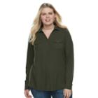 Plus Size Sonoma Goods For Life&trade; Utility Shirt, Women's, Size: 2xl, Green