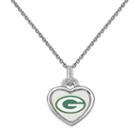 Green Bay Packers Heart Pendant Necklace, Women's, Size: 18, White