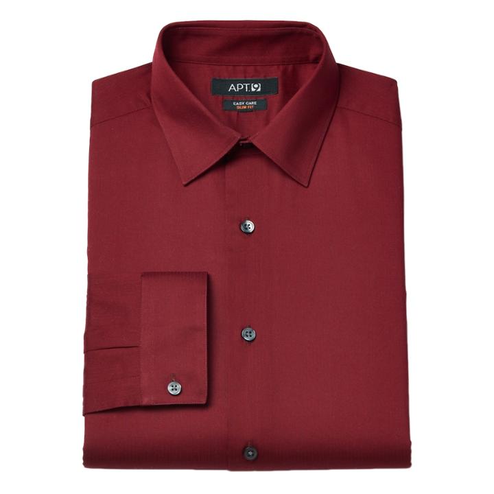 Men's Apt. 9&reg; Slim-fit Easy-care Dress Shirts, Size: 15.5-32/33, Dark Red