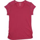 Girls 4-6x French Toast Lace Shoulder Tee, Girl's, Size: 6x, Dark Pink