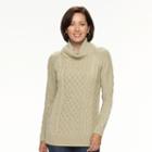 Women's Croft & Barrow&reg; Cable-knit Cowlneck Sweater, Size: Small, Lt Beige