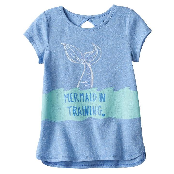 Girls 4-10 Jumping Beans&reg; Back Cutout Sequin Graphic Tee, Girl's, Size: 8, Blue (navy)