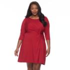 Plus Size Dana Buchman Waist Twist Dress, Women's, Size: 0x, Dark Red