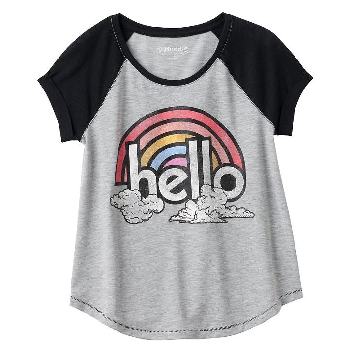 Girls Plus Size Mudd&reg; Raglan Stitched Tee, Girl's, Size: 16 1/2, Grey Other