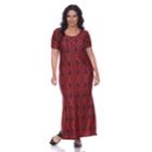 Plus Size White Mark Print Maxi Dress, Women's, Size: 2xl, Drk Orange