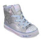 Skechers Twinkle Toes Shuffle Lite Wonder Wingz Girls' Light Up High Top Shoes, Size: 1, Silver