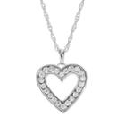 Diamond Accent Sterling Silver Heart Pendant Necklace, Women's, White