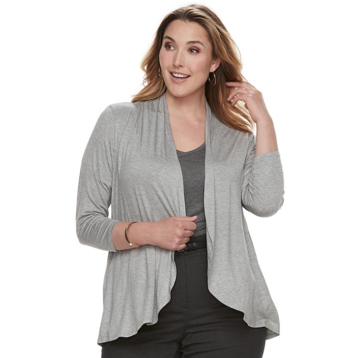 Plus Size Apt. 9&reg; Open-front Cardigan, Women's, Size: 2xl, Light Grey