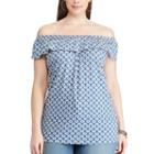 Plus Size Chaps Printed Off-the-shoulder Top, Women's, Size: 3xl, Pink Ovrfl