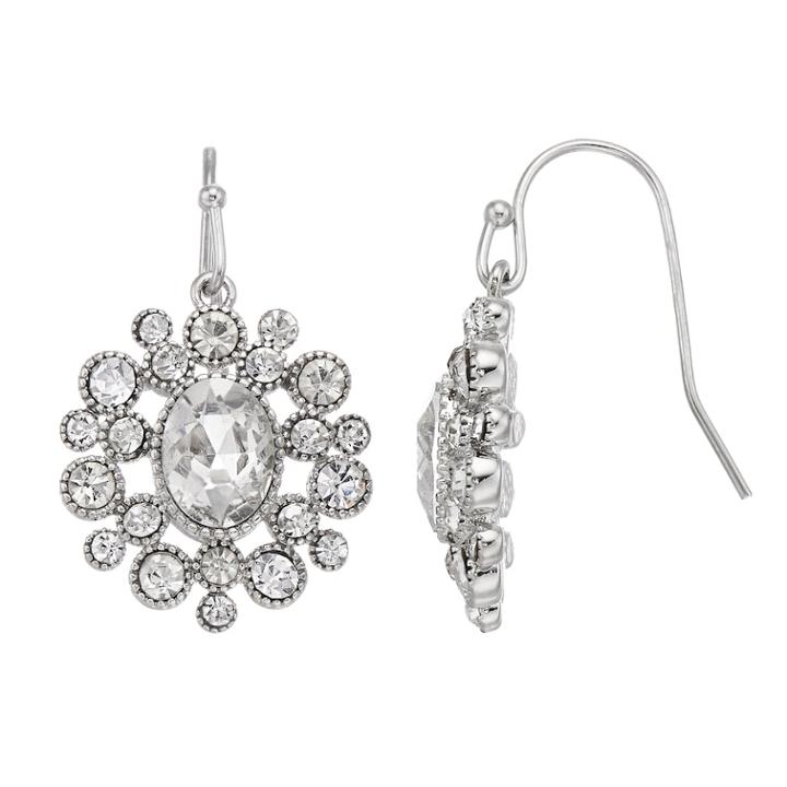 Lc Lauren Conrad Simulated Crystal Nickel Free Circle Drop Earrings, Women's, Silver