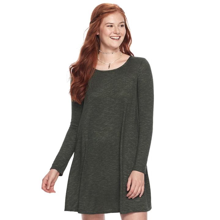 Juniors' Love, Fire Lightweight Sweater Dress, Teens, Size: Xs, Dark Green