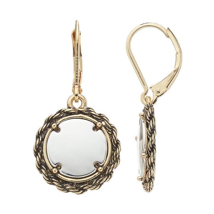 Dana Buchman Two Tone Rope Disc Nickel Free Drop Earrings, Women's, Multicolor
