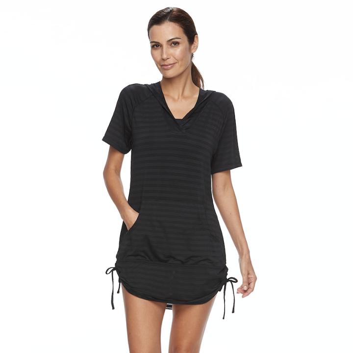 Women's Free Country Hooded Swim Cover-up, Size: Xl, Black
