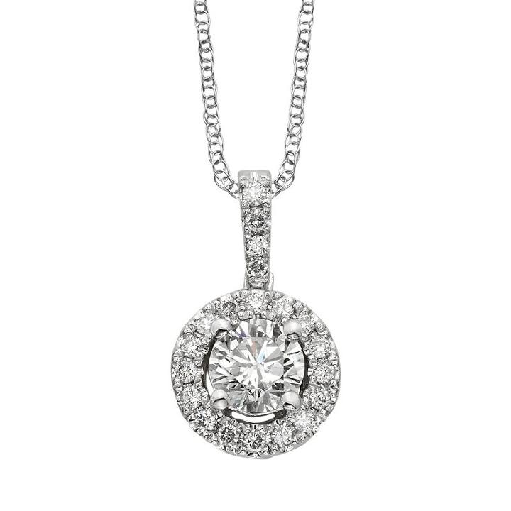 18k White Gold 1/2-ct. T.w. Igl Certified Colorless Diamond Halo Pendant, Women's, Size: 18