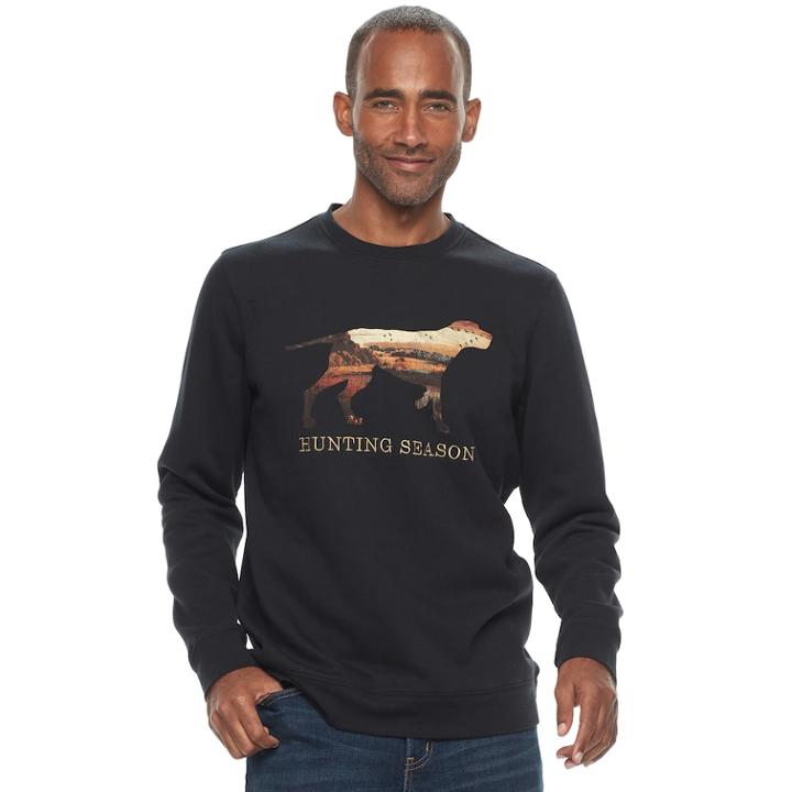 Men's Croft & Barrow&reg; Graphic Fleece Sweater, Size: Medium, Black