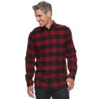 Big & Tall Croft & Barrow&reg; True Comfort Plaid Classic-fit Flannel Button-down Shirt, Men's, Size: Xxl Tall, Dark Red