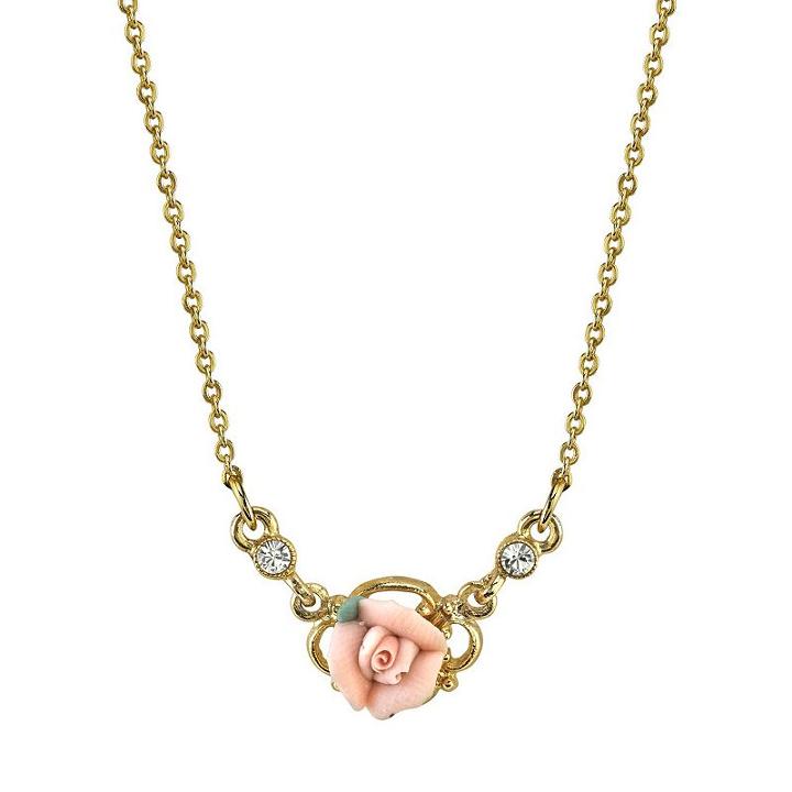 Downton Abbey Rose Necklace, Women's, Size: 16, Pink