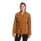 Women's Excelled Belted Suede Jacket, Size: Large, Beig/green (beig/khaki)