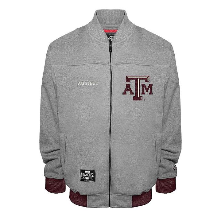 Men's Franchise Club Texas A & M Aggies Edge Fleece Jacket, Size: 4xl, Grey