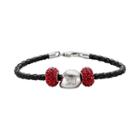 Insignia Collection Nascar Matt Kenseth Leather Bracelet And Sterling Silver Helmet Bead Set, Women's, Size: 7.5, Red