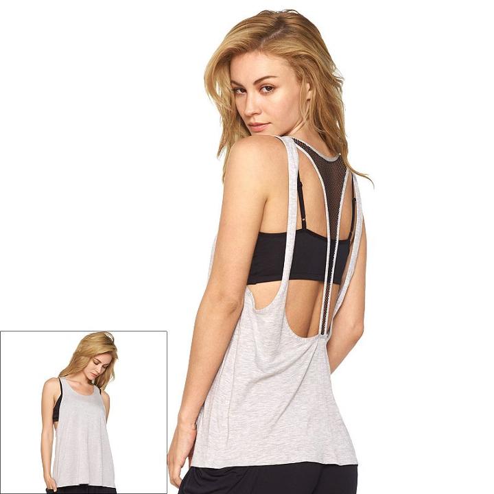 Women's Jezebel Weekend Warrior Cutout Racerback Tank Top, Size: Xl, Light Grey