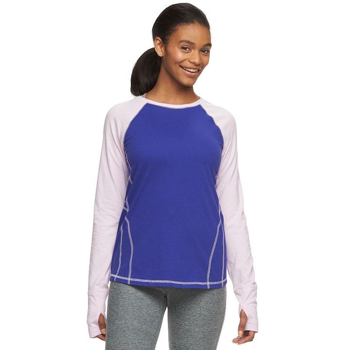 Women's Tek Gear&reg; Printed Raglan Layering Tee, Size: Medium, Drk Purple