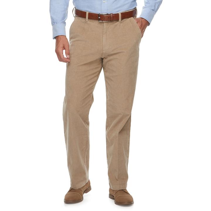 Men's Croft & Barrow&reg; Classic-fit Easy-care Stretch Flat Front Corduroy Pants, Size: 40x30, Med Beige
