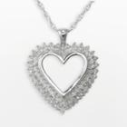 Sterling Silver 1/2-ct. T.w. Diamond Heart Pendant, Women's, White