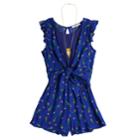 Girls 7-16 Self Esteem Front Tie Romper With Necklace, Size: Small, Blue
