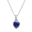 Tiara Sterling Silver Lab-created Sapphire Heart Crown Pendant, Women's, Size: 18, Blue