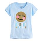 Girls 7-16 Glitter Makes Me Smile Glitter Emoji Graphic Tee, Size: Small, Light Blue