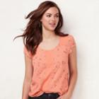 Women's Lc Lauren Conrad Love, Lauren Textured Dot Top, Size: Xxl, Light Pink