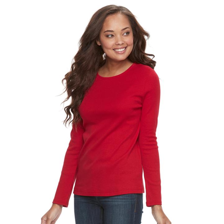 Petite Croft & Barrow&reg; Crewneck Tee, Women's, Size: Xl Petite, Med Red