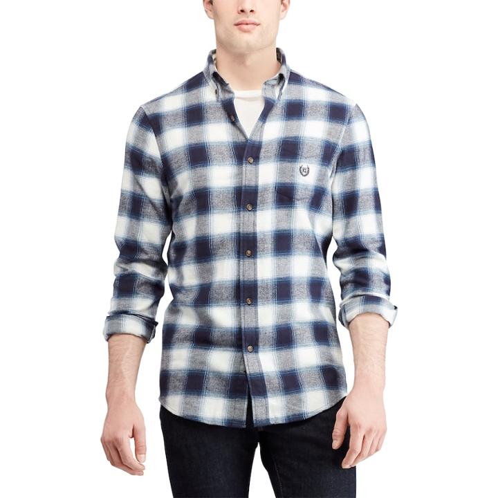 Big & Tall Chaps Regular-fit Performance Flannel Button-down Shirt, Men's, Size: Xl Tall, Blue