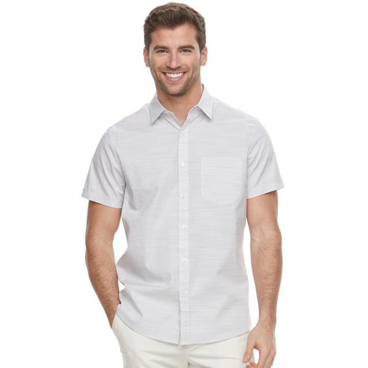 Men's Apt. 9&reg; Premier Flex Slim-fit Stretch Woven Button-down Shirt, Size: Large Slim, Med Grey