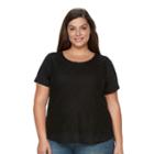 Plus Size Croft & Barrow&reg; Lace Tee, Women's, Size: 3xl, Black
